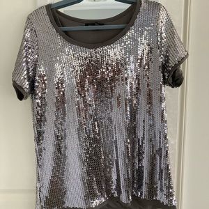 Silver sequin top size 1x